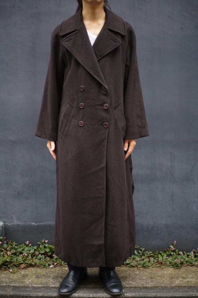 カシミヤ100%【vintage】日本製 マキシ丈ダブルチェスターコート