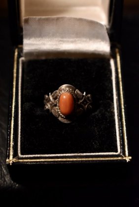  Ρus vintage silver  coral ring ơ С   