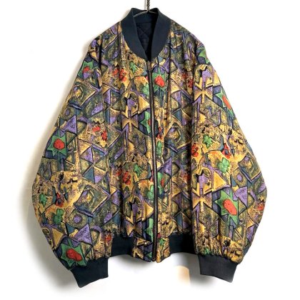  ΡONE800ۥơ ֥ȥ饯ȥ С֥ 륯㥱åȡ1980's-Vintage Abstract Art Reversible Silk Jacket