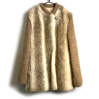  ΡDESIGNERSۥơ եե  ˥å 㥱åȡ1970's-Vintage Fake Fur & Knit Jacket