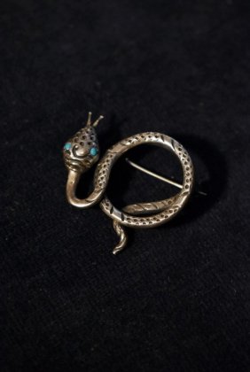 古着 通販　Mexico 1960s silver × turquoise snake broach