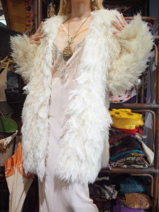  Ρc.1960s French Chenille Shaggy Fringe Coat