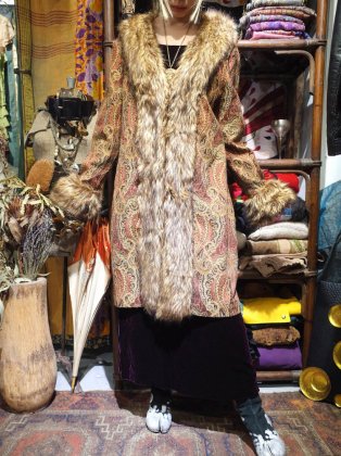  ΡPaisley Gobelin  Faux Fur Coat