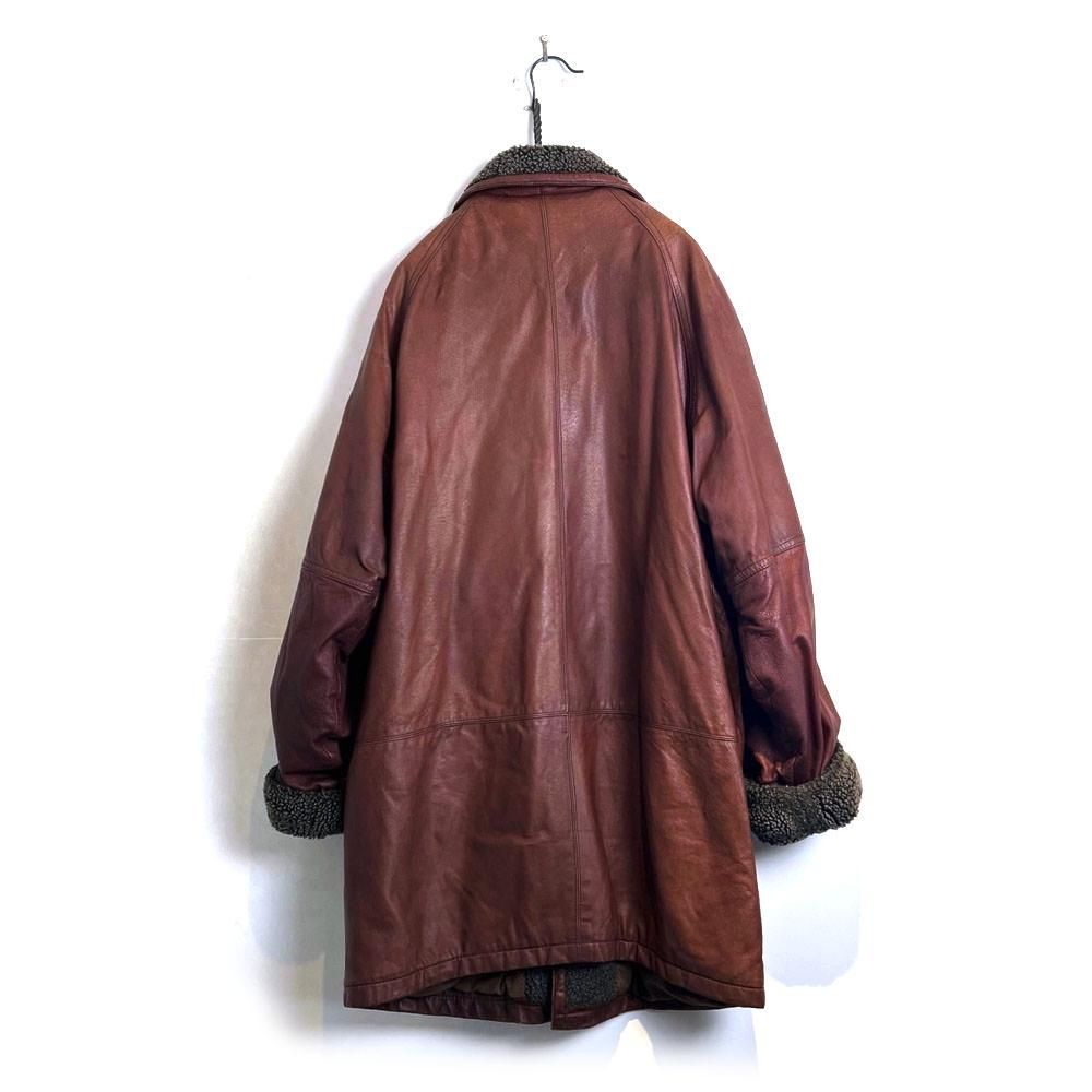 ヴィンテージ ボアカラー レザーハーフコート【1980's-】Vintage Half Length Boa Collar Leather Coat