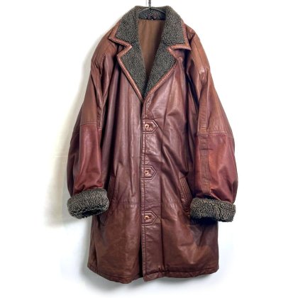 古着 通販　ヴィンテージ ボアカラー レザーハーフコート【1980's-】Vintage Half Length Boa Collar Leather Coat