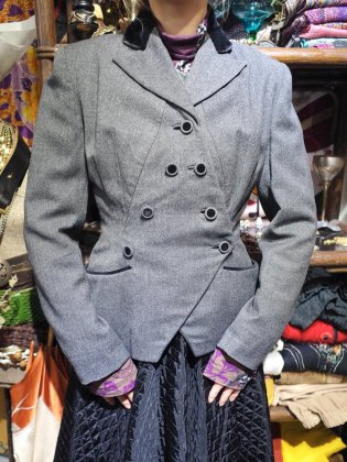  Ρc.1940s Avant-garde Beautiful Silhouette Tailored Jacket