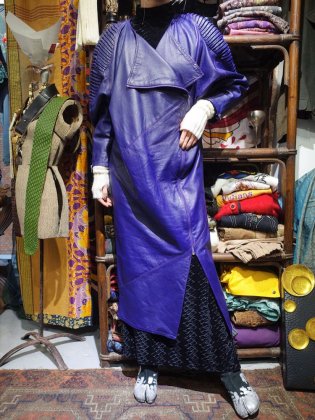 古着 通販　Purple Leather Deformation Dress Coat