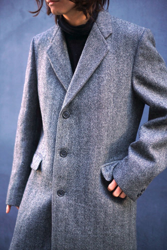 【pierre cardin - Made In USA】ヴィンテージ チェスターフィールド  ヘリンボーンツイードコート【1980's-】Vintage Chesterfield Coat