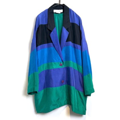  ΡSUNNY LEIGHۥơ 륯㥱å ֥륾1980's-Vintage Panel Design Silk Jacket