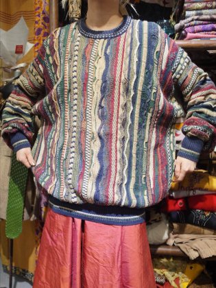 古着 通販　Earth Color 3D Solid Knit Sweater