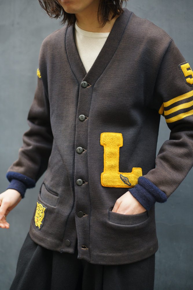 独特の上品 vintage lettered cardigan レタードカーディガン ブラック 