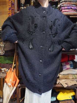  ΡPaisley & Bijou Black Mohair Knit Jacket