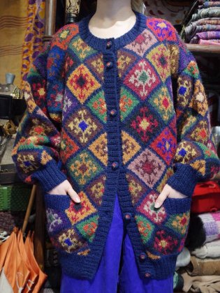 古着 通販　Alpaca100% “Hand Knitted in PERU” Knit Cardigan