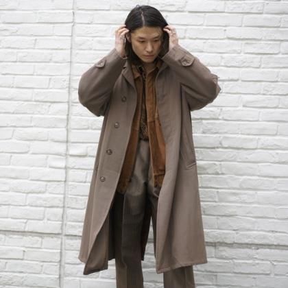  ΡVintage Gabardine Coat  Nubuck Leather Jacket with Velour Leopard Shirts
