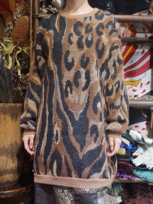 古着 通販　“ESCADA made in W.GERMANY” Leopard × Abstract Mohair Knit Sweater