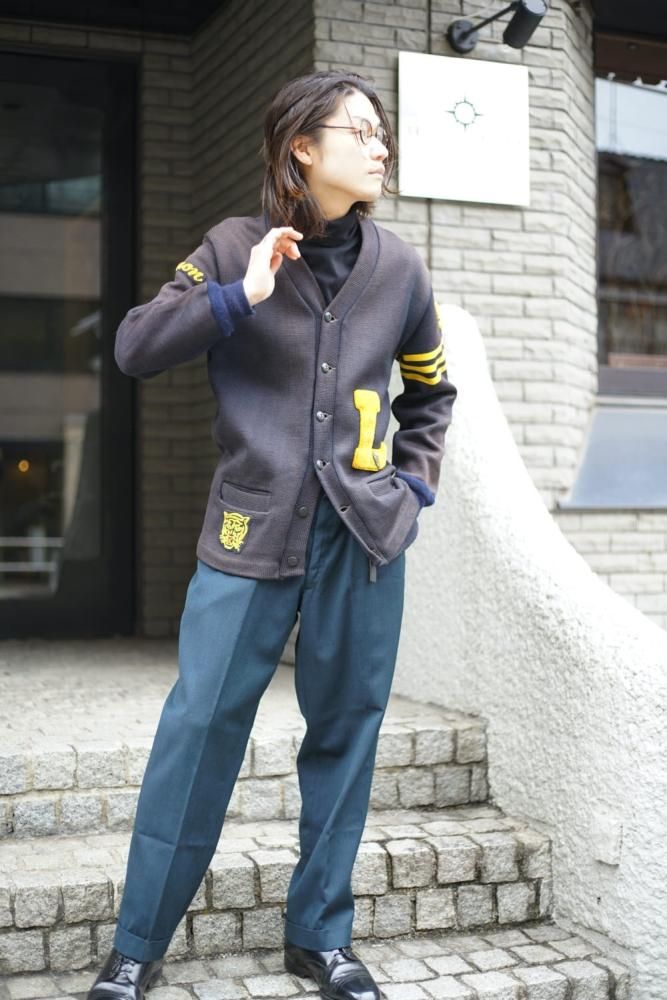 Coverall Jacket × Lettered Cardigan Vintage Special Peace Style