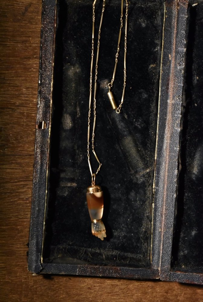 vintage gold × stone hand motif necklace ヴィンテージ ゴールド ハンドモチーフ ネックレス