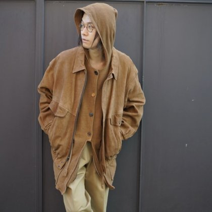 古着 通販　Nubuck Leather Jacket × Hoodie Shirts Style