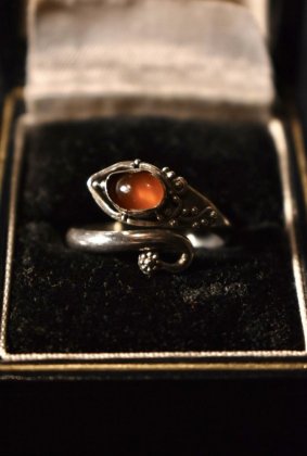  ΡVintage silver  carnelian snake motif ring ơ С ͡ ͥꥢ  