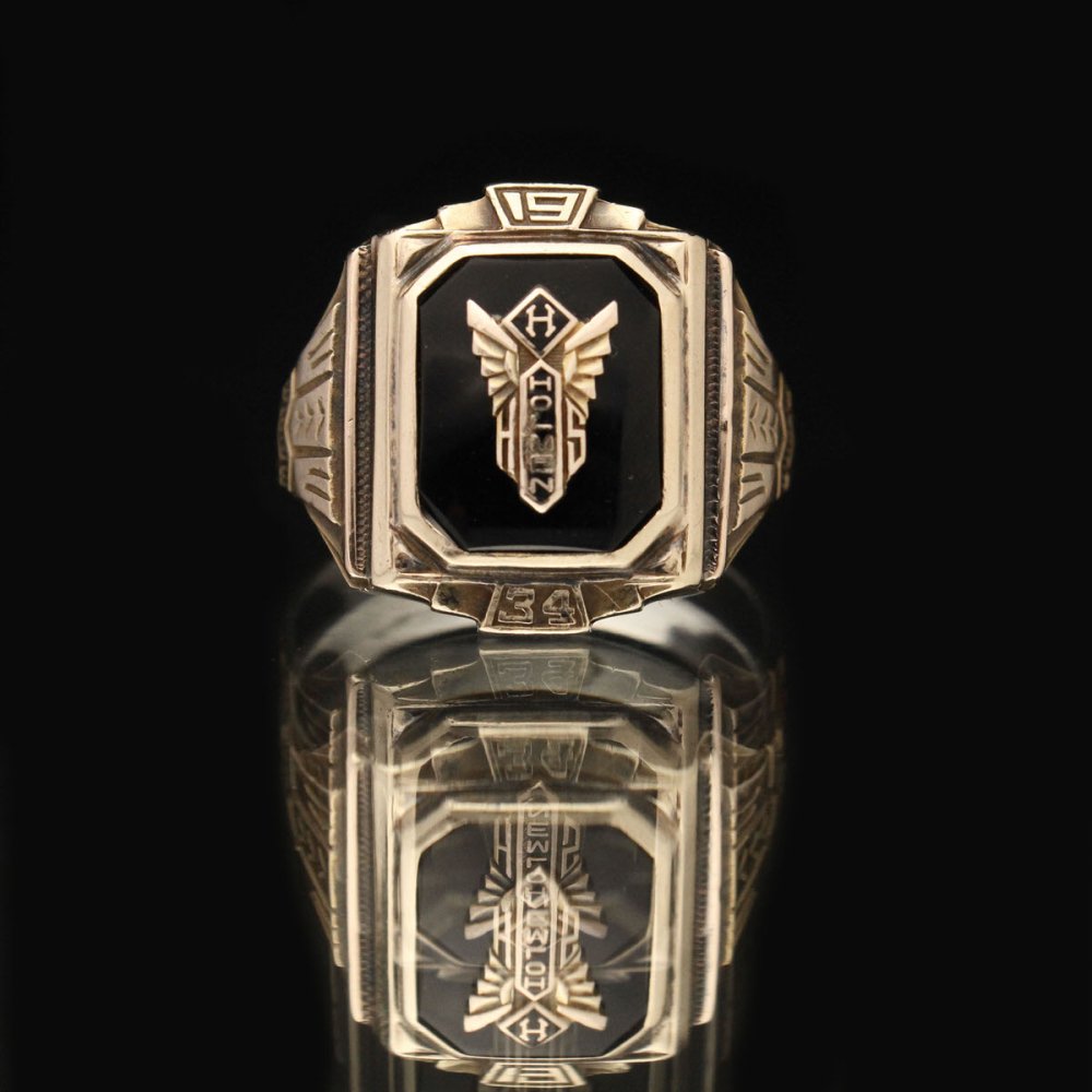 古着 通販 ヴィンテージ カレッジリング【9ct Gold × STERLING × Onyx】【1934's-】Signet Class Ring