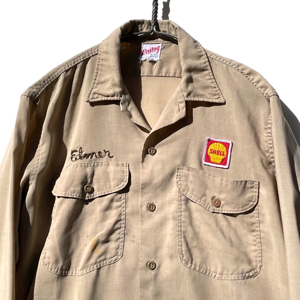 【Unitog】ヴィンテージ オープンカラー ワークシャツ マチ付き【1960's-】Vintage Work Shirts