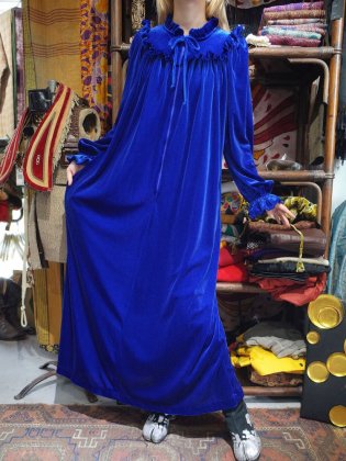  ΡRoyal Blue Velvet Frill Dress