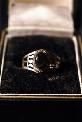 古着 通販　Vintage silver × black tiger eye ring ヴィンテージ シルバー ブラックタイガーアイ リング 