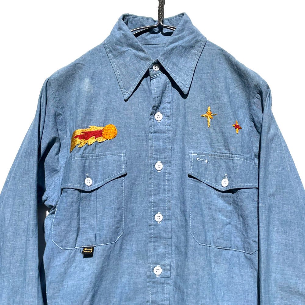 【WOOLRICH】ヴィンテージ 刺繍 シャンブレーシャツ【1980's-】Vintage Chambray Shirts