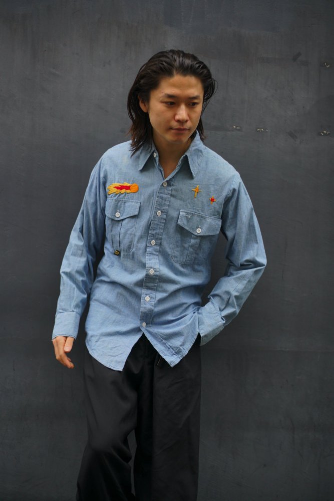 【WOOLRICH】ヴィンテージ 刺繍 シャンブレーシャツ【1980's-】Vintage Chambray Shirts