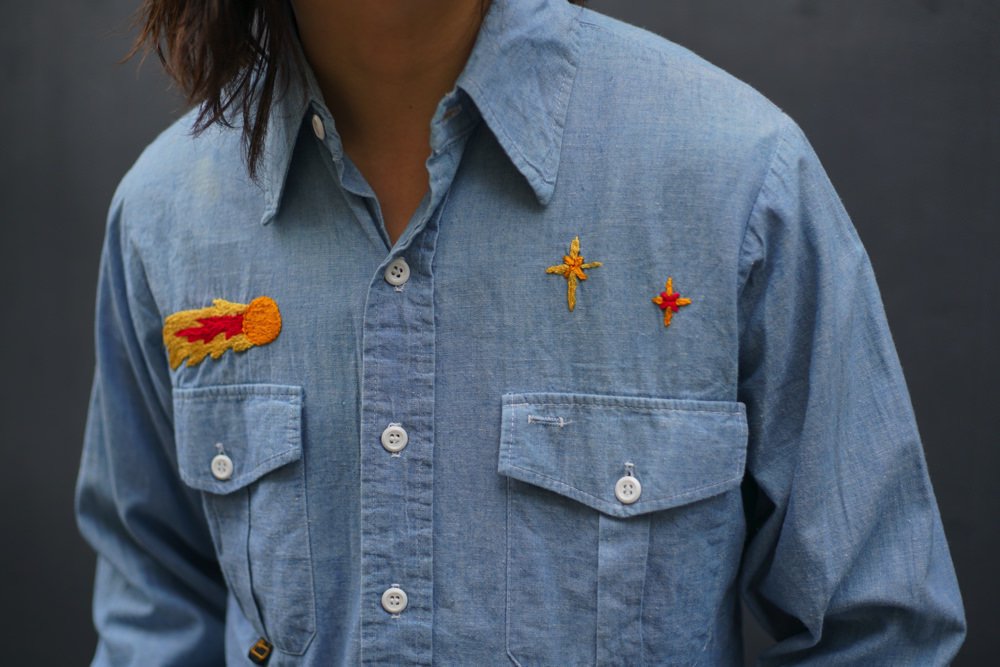 【WOOLRICH】ヴィンテージ 刺繍 シャンブレーシャツ【1980's-】Vintage Chambray Shirts