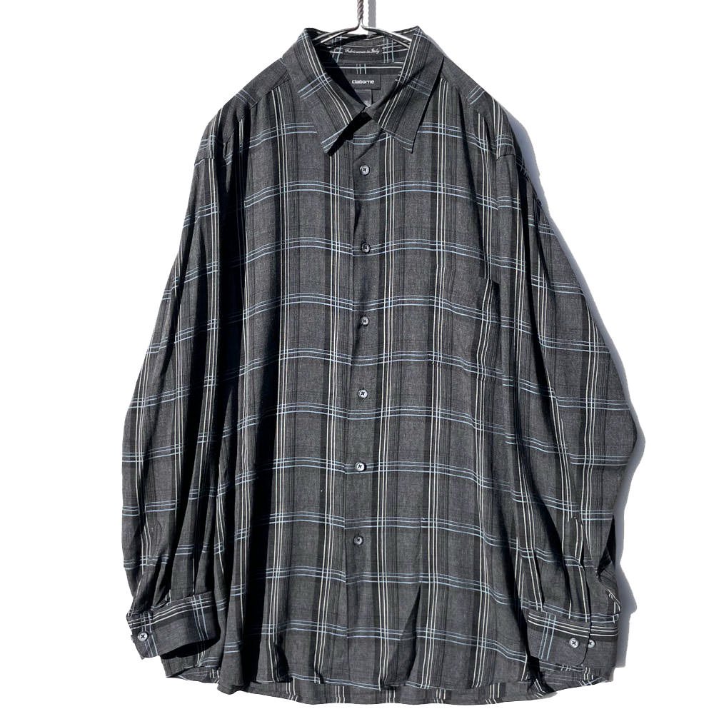 【claiborne】ヴィンテージ ビッグシルエット レーヨンチェックシャツ【1990's-】Vintage Rayon Shirt