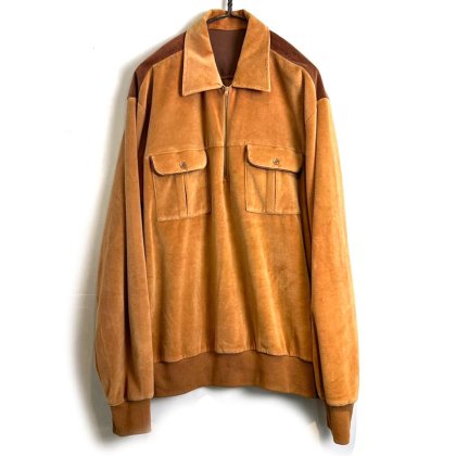  Ρơ ϡեå ٥ġ1970's-Vintage Half Zip Pullover Velour Shirt