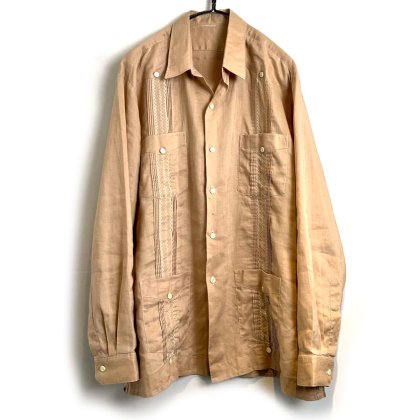  Ρơ L/S 塼Хġ1980's-Vintage Long Sleeve Linen Cuba Shirt