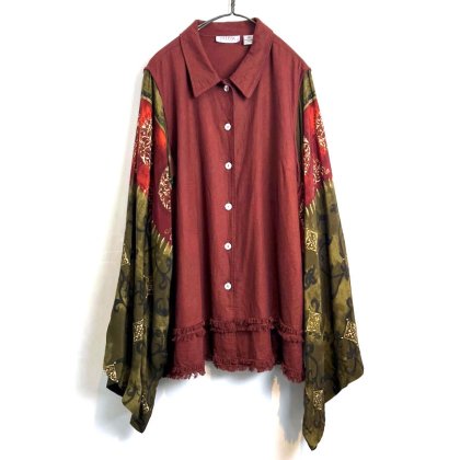  ΡSELENE SPORTۥơ 졼󡦥ͥ Υ꡼֥ġ1980's-Vintage Kimono Sleeve Switching Shirt