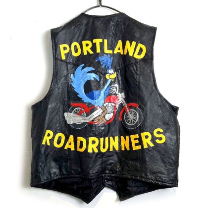  ΡLeather Worksۥơ ϥɥڥ 쥶٥ȡ1980's-Vintage Hand Painted Leather Vest