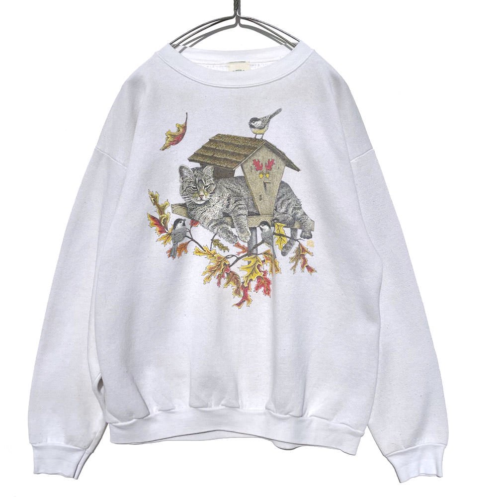 【Cotton Grove - Made In USA】ヴィンテージ 猫プリント スウェットシャツ【1990's-】Vintage Sweat  Shirt