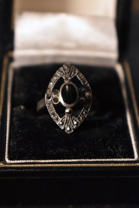 古着 通販　Vintage silver × onyx × marcasite ring ヴィンテージ シルバー オニキス マーカサイト リング 