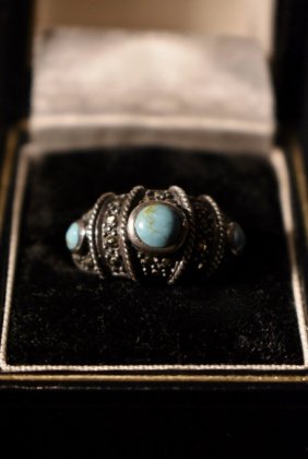 古着 通販　Vintage silver × turquoise × marcasite ring ヴィンテージ シルバー ターコイズ マーカサイト リング 