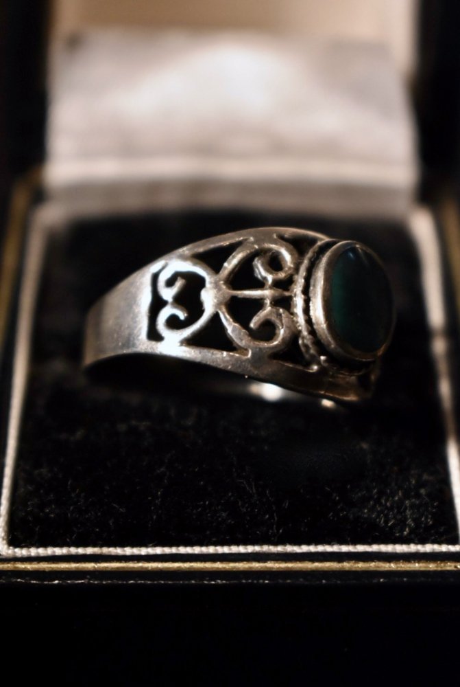 Vintage silver × green agate ring ヴィンテージ シルバー アゲート リング