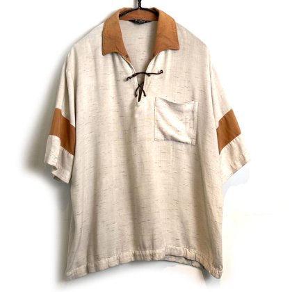  ΡSearsۥơ S/S 졼å 졼󥷥ġ1960's-Vintage S/S Lace up Rayon Shirt