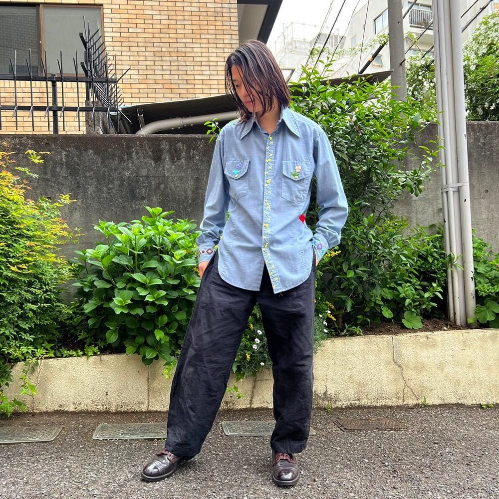 【70's Vintage】シャンブレーシャツ ハンドメイド刺繍 Levi's - 70s USA製 リーバイス ハンドメイド 刺繍 長袖