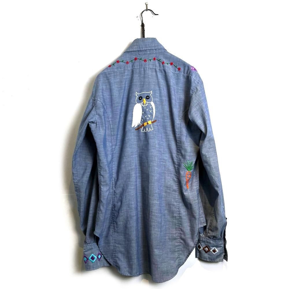 ヴィンテージ　シャンブレーシャツ　刺繍 ヴィンテージ シャンブレーシャツ 刺繍【1970's】Vintage Hand