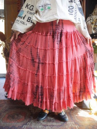  ΡUneven Dye India Cotton Tiered Skirt