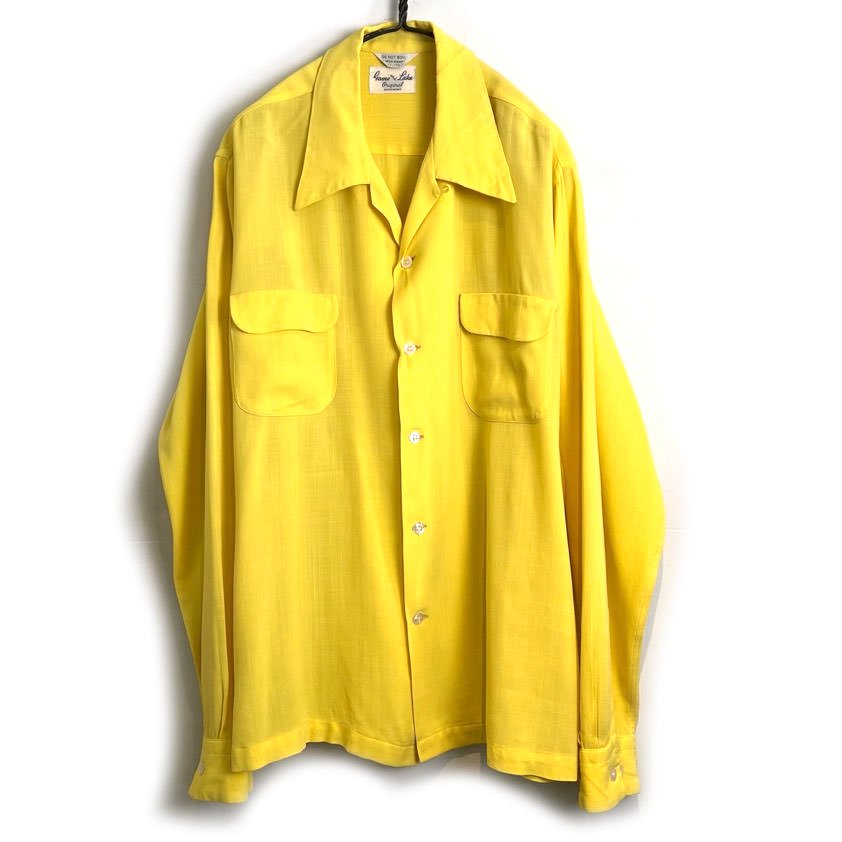 【Game and Lake】ヴィンテージ レーヨンギャバジン ループカラーシャツ【1950's-】Vintage Loop Collar Rayon  Shirt