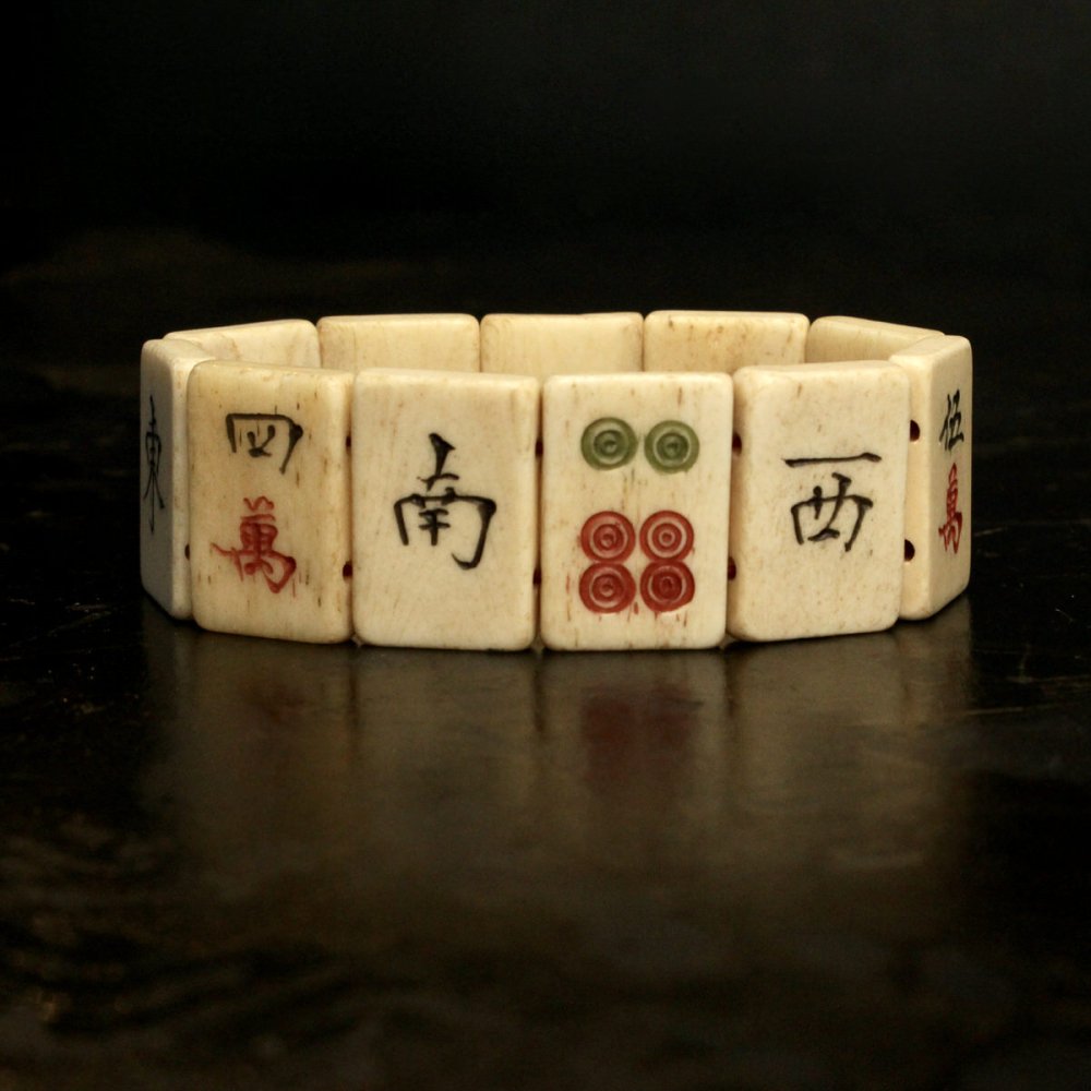 古着 通販 ヴィンテージ 麻雀牌 ブレスレット【1950s~ Mahjong Gambling Amulet】Natural Bone