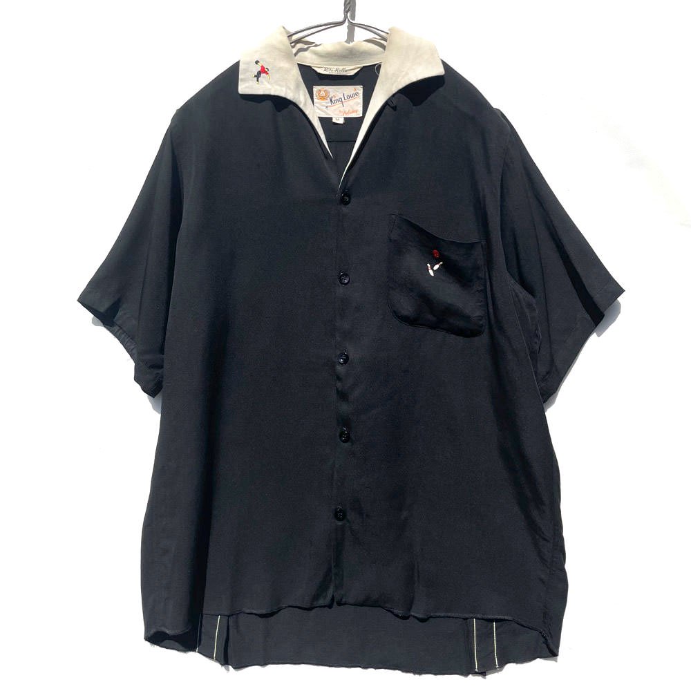 【King Louie Rite-Roll Collar】ヴィンテージ レーヨンギャバジン ボーリングシャツ【1960s-】Vintage  Bowling Shirt