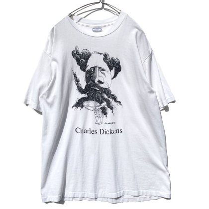  ΡCharles Dickens - Made In USAۥơ ѥǥץ Tġ1992's-Vintage Caricature Print T-Shirt