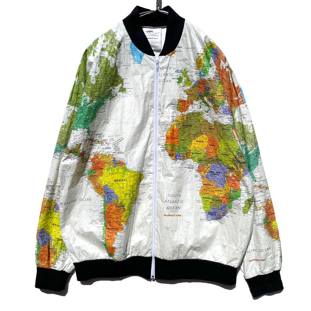 LESLIE JORDAN ペーパージャケット 世界地図柄 USA製着丈67 - ブルゾン