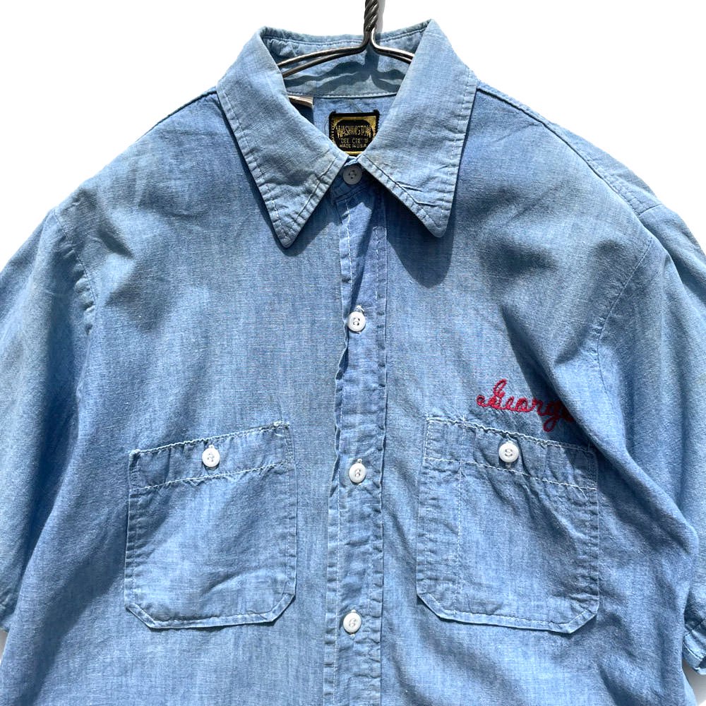 【WASHINGTON DEE-CEE - Made In USA】ヴィンテー S/S シャンブレーシャツ【1960's-】Vintage  Chambray Shirts