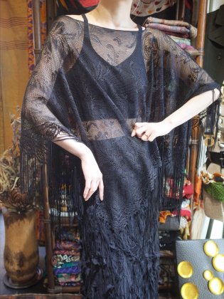  ΡBlack Lace Fringe Poncho